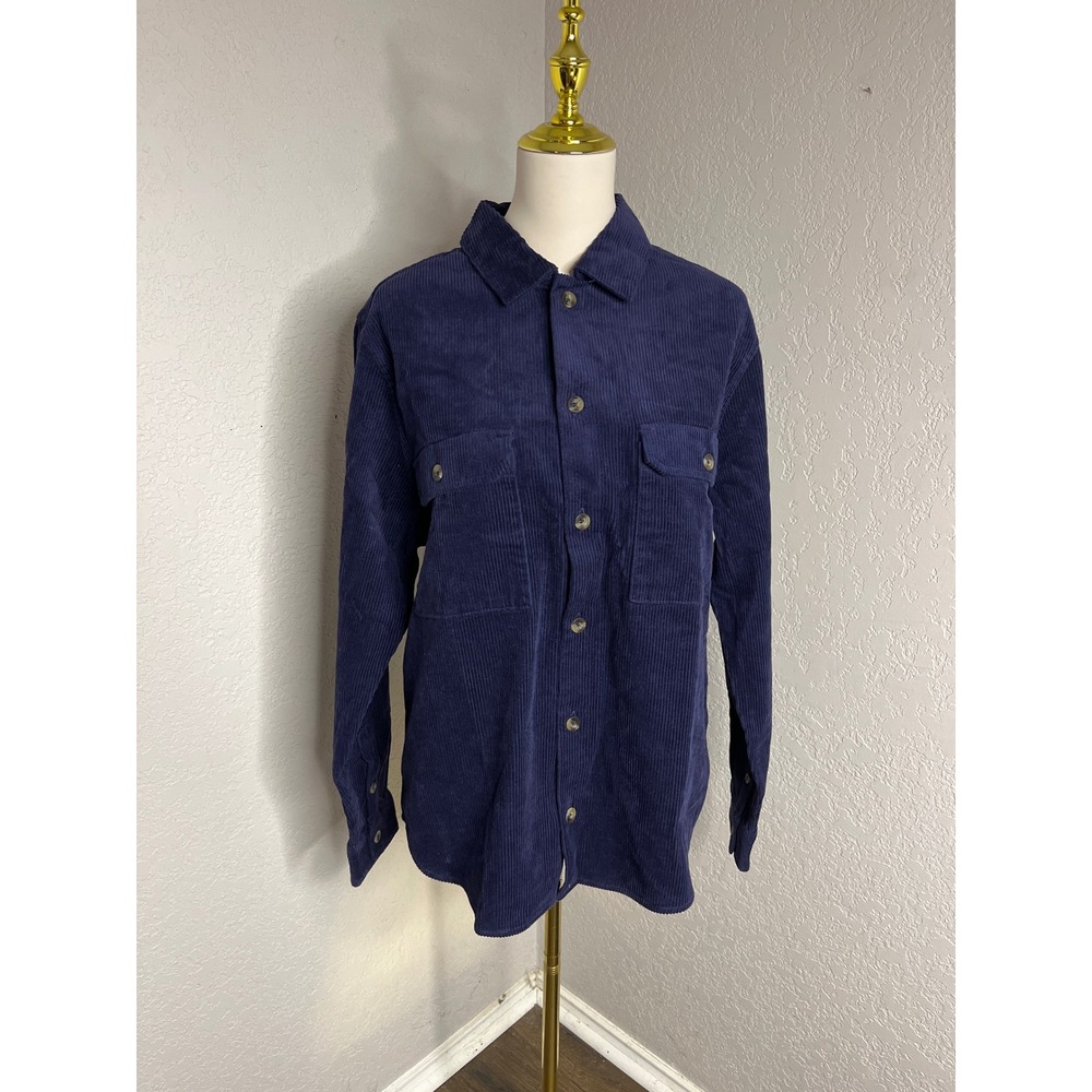 GAP Mens Corduroy Button Up Shirt Eclipse Navy Blue Workwear Casual Medium